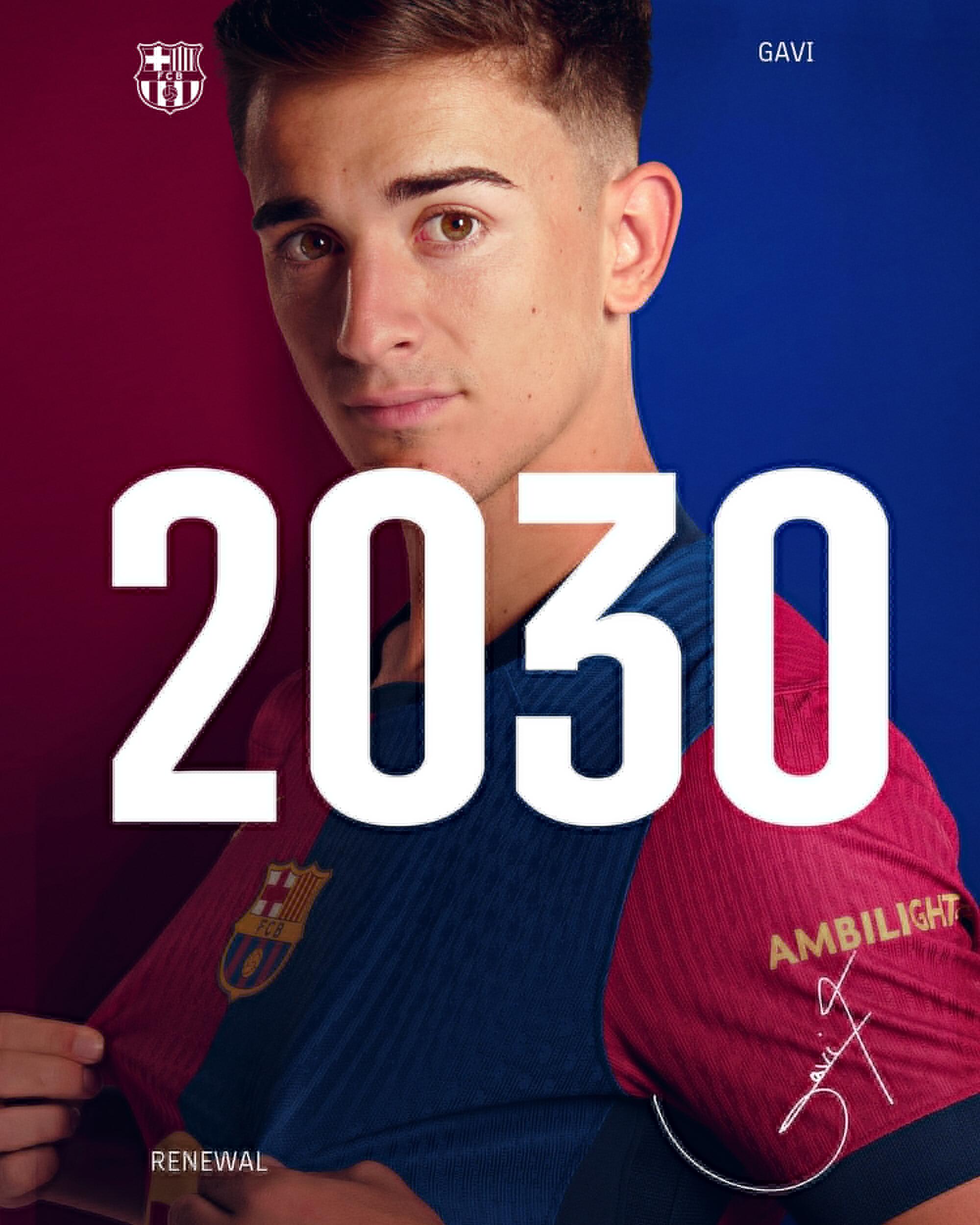  解約金10億歐！官方：20歲加維與巴薩續(xù)約至2030年